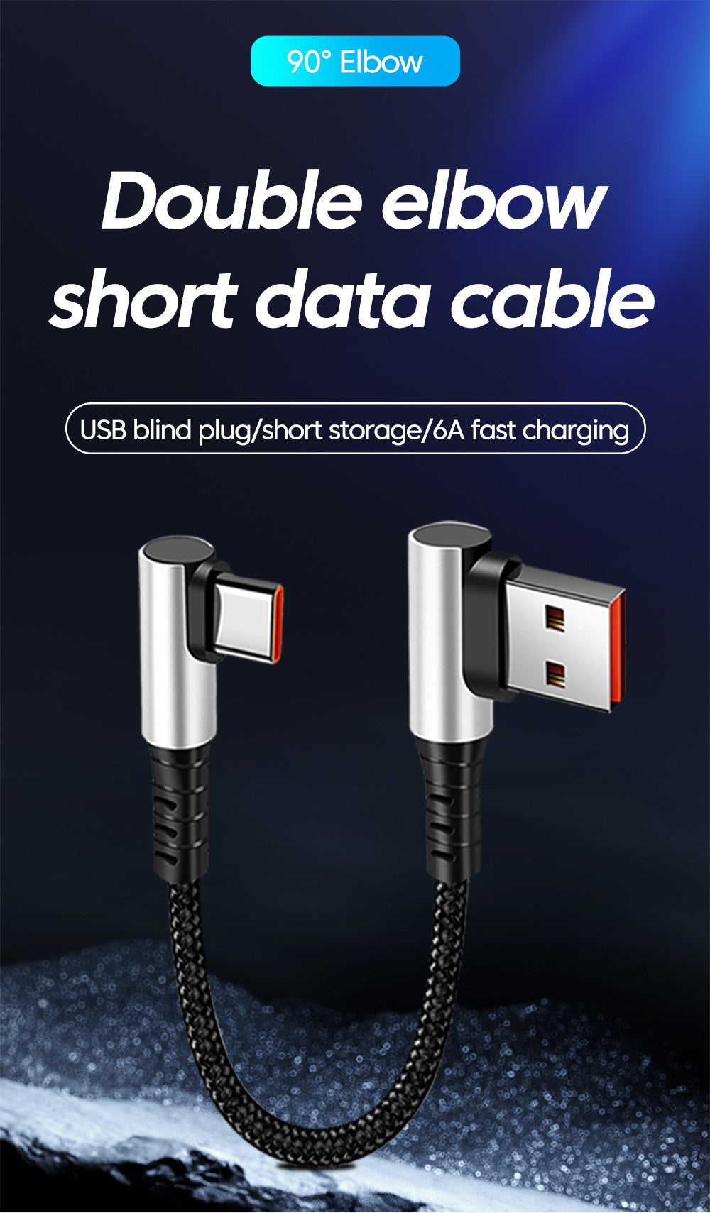Cable de 0,25 M 0,5 M tipo C a USB C Cable de datos de carga rápida Cable portátil corto de carga para banco de energía Cable de teléfono móvil cable usb