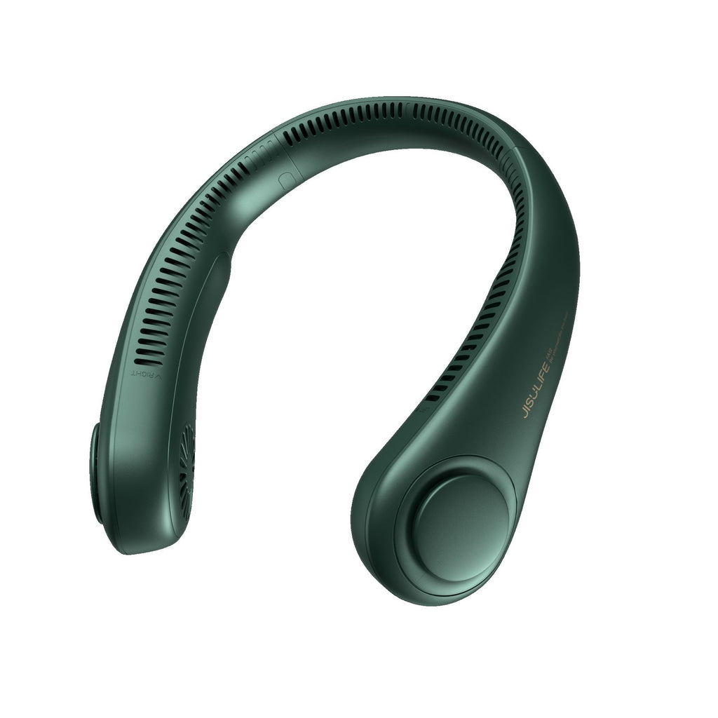 Ventilador de Cuello Portátil JISULIFE, Batería Recargable de 4000mAh, 5 Velocidades Ajustables, Ventilador de Cuello sin Aspas Manos Libres Giratorio para Deporte