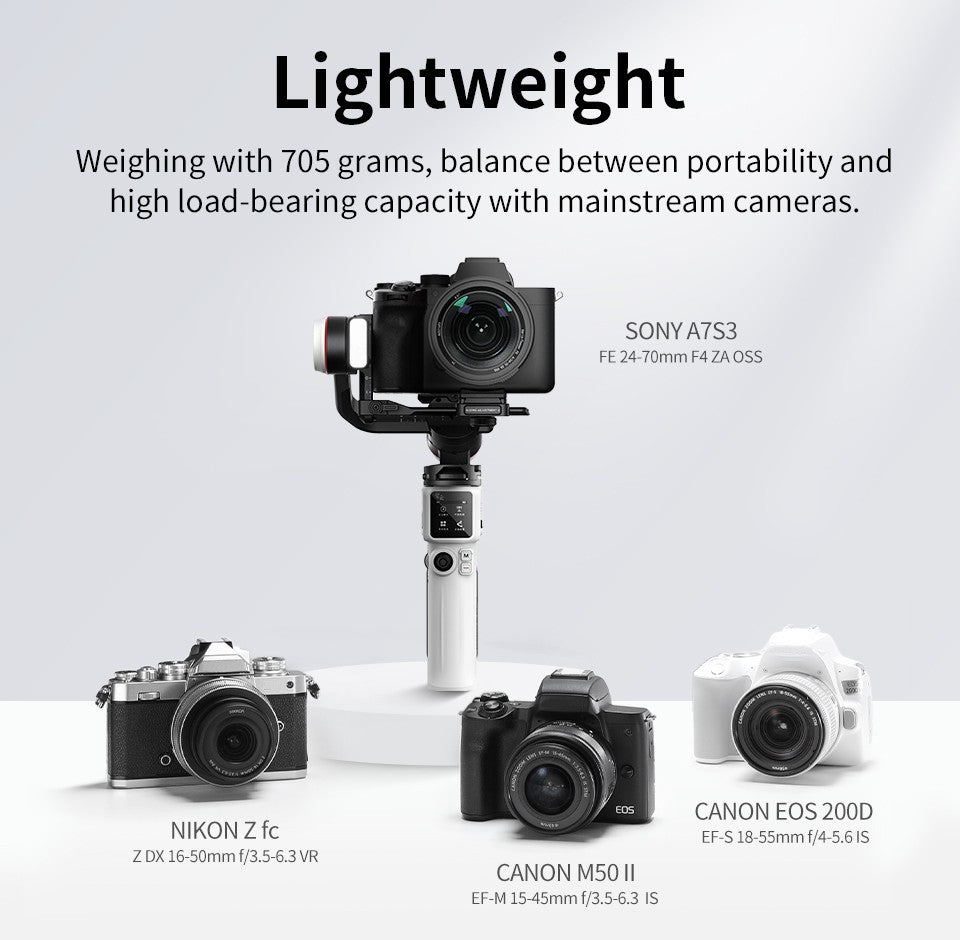 ZHIYUN-estabilizador de cardán para cámara de mano, Control de obturador Bluetooth para cámaras sin Espejo, teléfono, M3S Crane, M3 S, 3 ejes