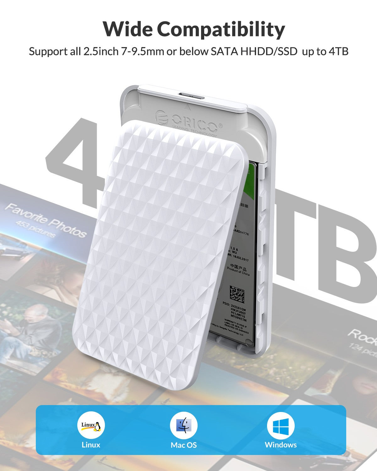 ORICO HDD externo 2,5 "funda HDD USB 3,0 a SATA 5Gbps funda de disco duro para 7-9.5mm 2,5 pulgadas SATA hd externo para PC