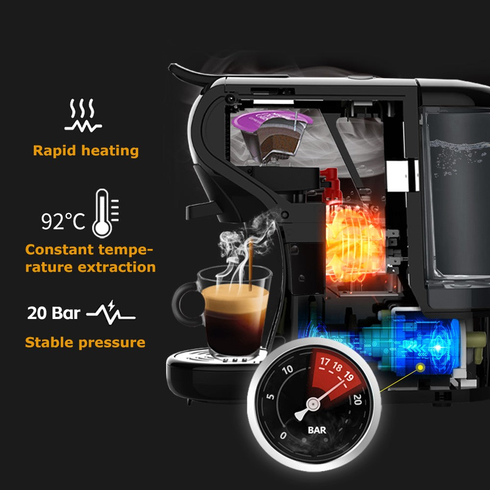 Máquina de café HiBREW 19 Bar 4 en 1, Cápsula múltiple caliente y fría, Cafetera Espresso, Cafetera de cápsulas Dolce Milk Nexpresso en polvo H1A
