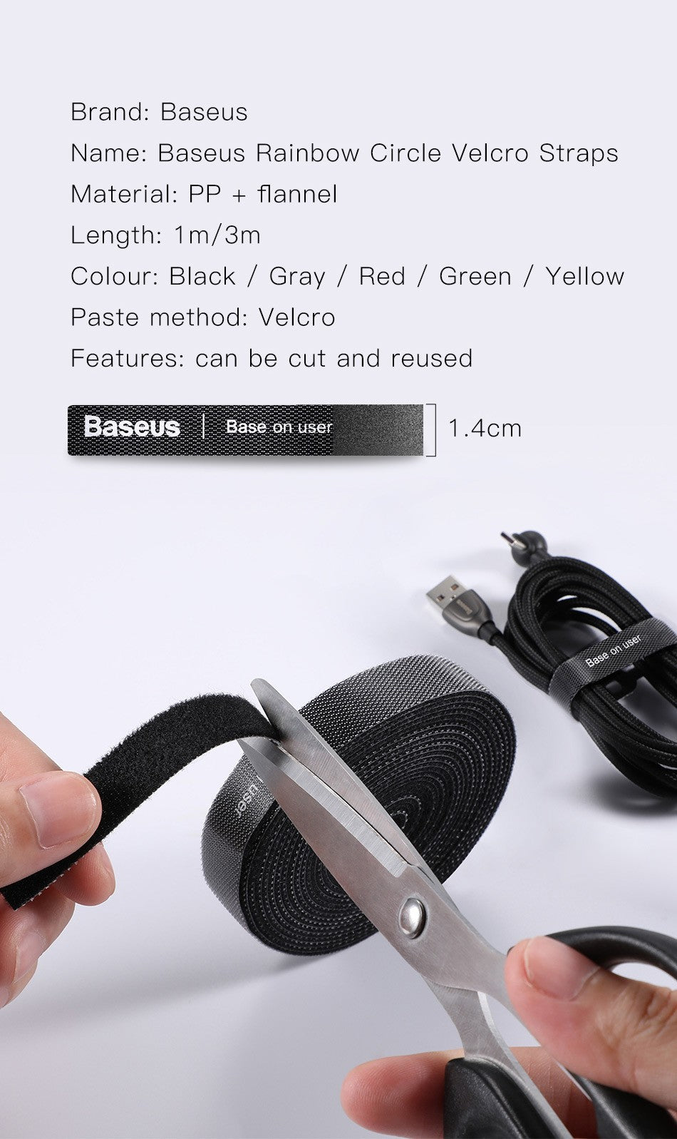 Baseus-organizador de cables, enrollador de cables USB, gestión de cables, Protector de cargador para iPhone, ratón, auriculares, soporte de Cable de protección