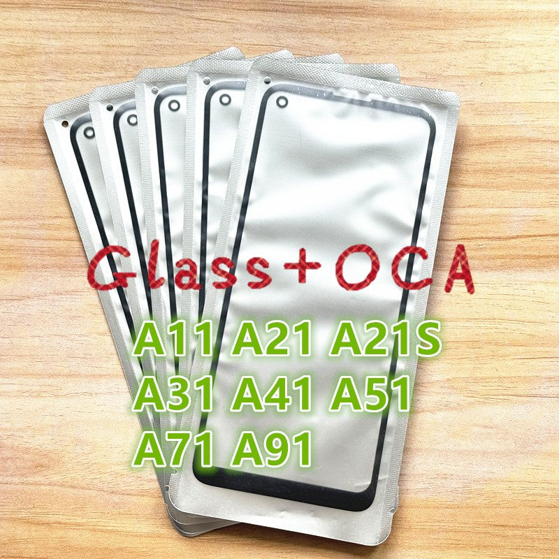 10 unids/lote para Samsung A11 A21 A21S A31 A41 A51 A71 A91 pantalla táctil reemplazo de lente de vidrio frontal y exterior