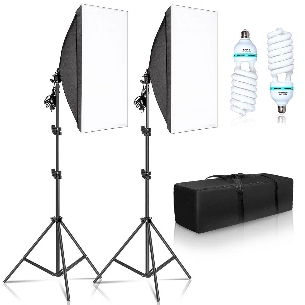 Kit de iluminación Softbox de 20-135W, lámpara LED de fotografía de 50x70CM, equipo profesional de sistema de luz continua para estudio fotográfico