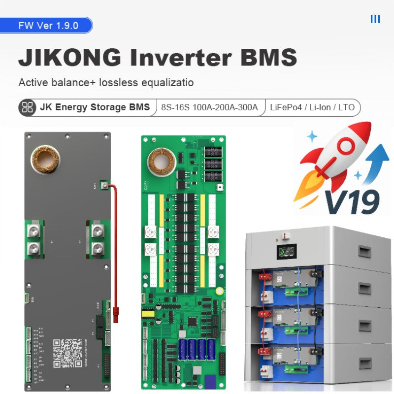 JK inversor BMS 8S 9S 10S 11S 12S 13S 14S 15S 16S BMS inteligente 100A 150A 200A Li-ion LiFePo4 nueva energía BMS 1A 2A equilibrio activo