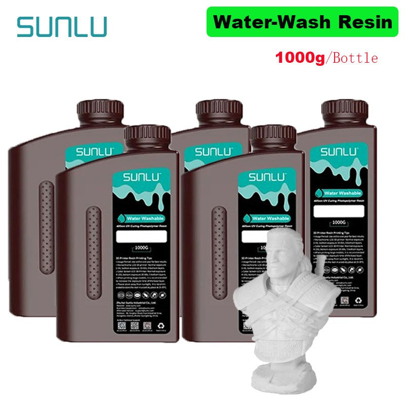 SUNLU 5KG lavado con agua ABS/resina de lavado con agua 395-405nm resina fotopolímero de curado UV resina de curado rápido para impresora 3D LCD DLP SLA