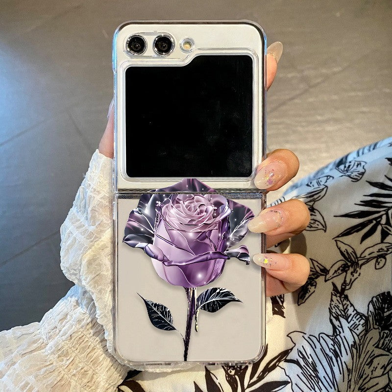 Funda transparente con diseño de flores para Samsung Galaxy Z Flip8 Flip7 FE Flip6, funda plegable transparente para Samsung Z Flip 8 7 5 4 3