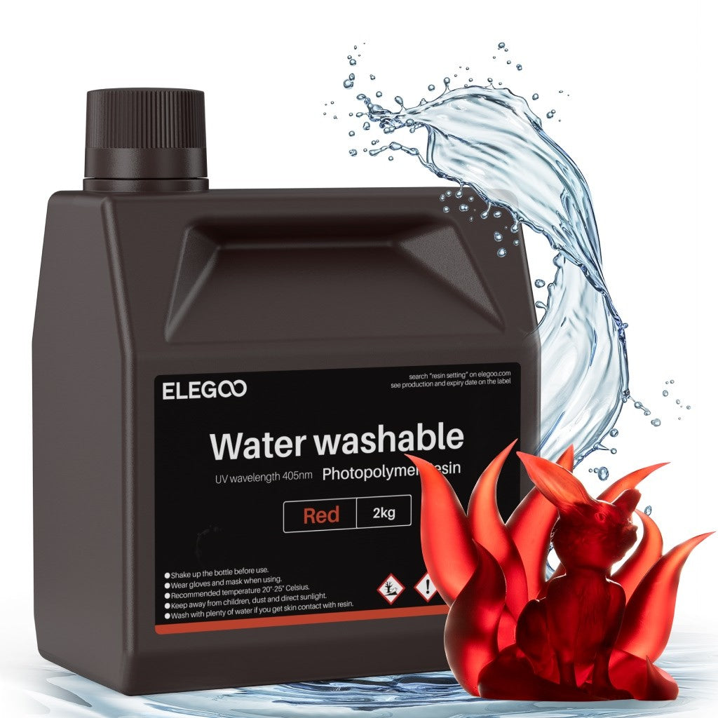 Resina para Impresora 3D ELEGOO, 2 kg, 405 nm, Curado UV, Lavable con Agua, para Impresión 3D LCD, Alta Precisión, Bajo Olor, Gris 2000 g
