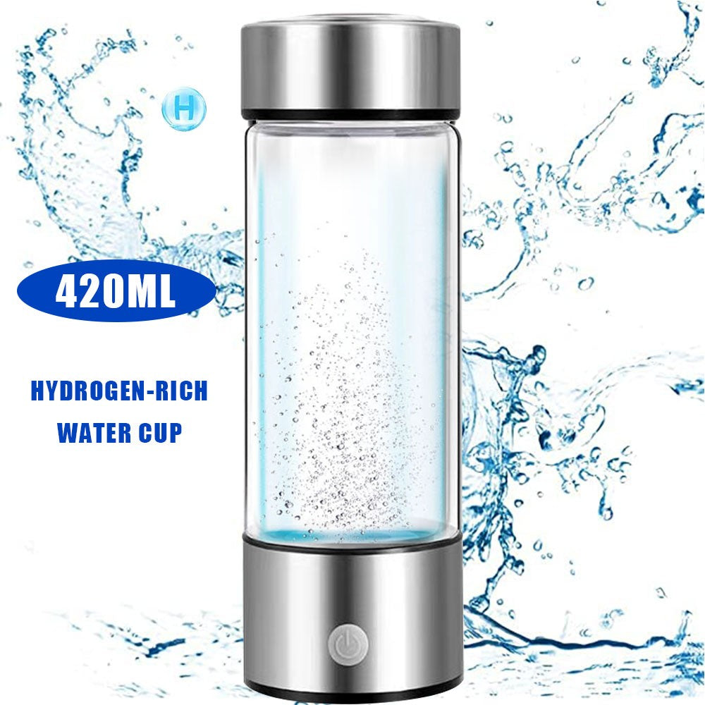 Taza de agua rica en hidrógeno de 420ml, botella eléctrica con generador de agua rico en hidrógeno, filtro de calidad de titanio, ionizador antioxidante portátil