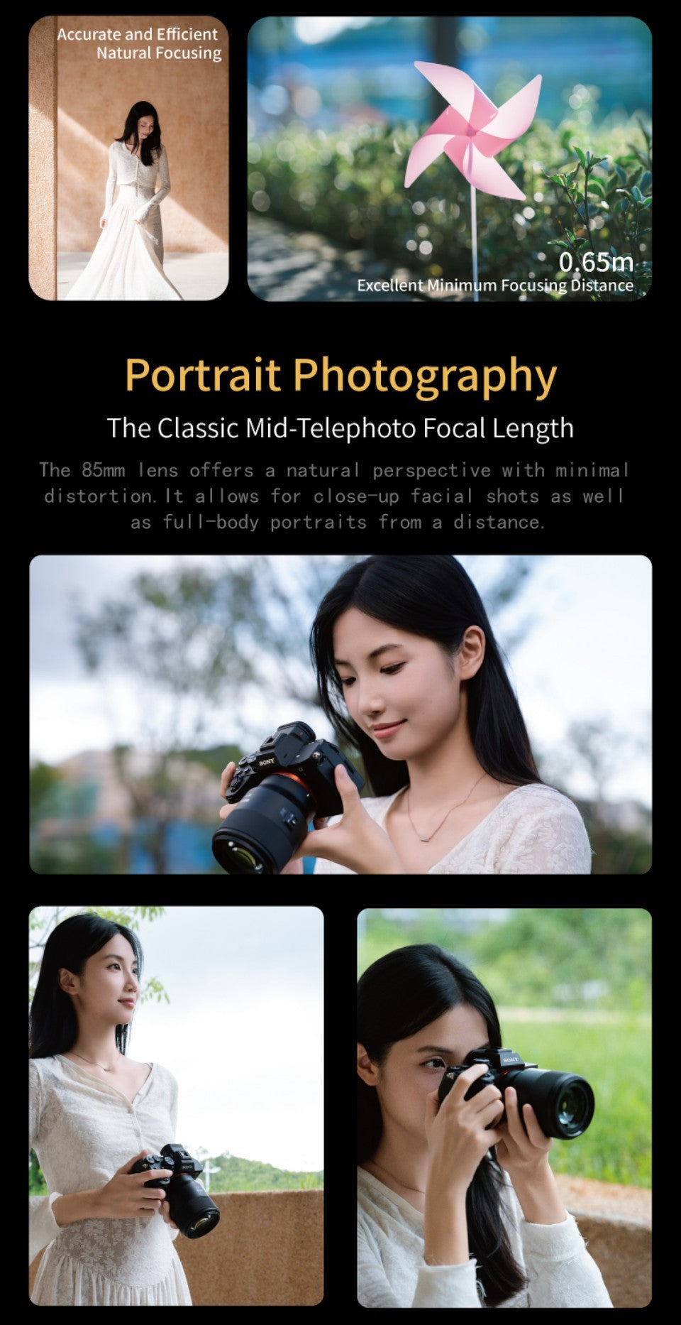 Lente de Retrato Teleobjetivo Medio Meike 85mm F1.8 SE Mark II de Enfoque Automático para Cámaras Canon EOS con Montura EF 5D Mark IV 6D Mark II