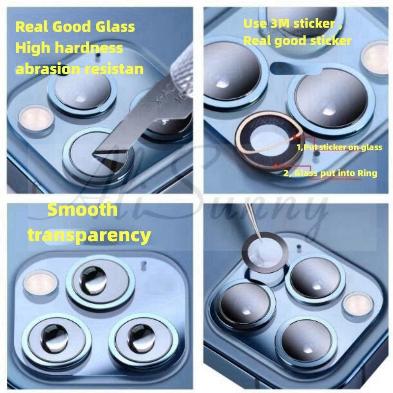 AliSunny-Conjunto de 50 lentes de cámara trasera para iPhone, cubierta de cristal, piezas de anillo, para modelos 13, 14, 7, 8 Plus, X, XS, Max, XR, 11, 12 y 15pro Max