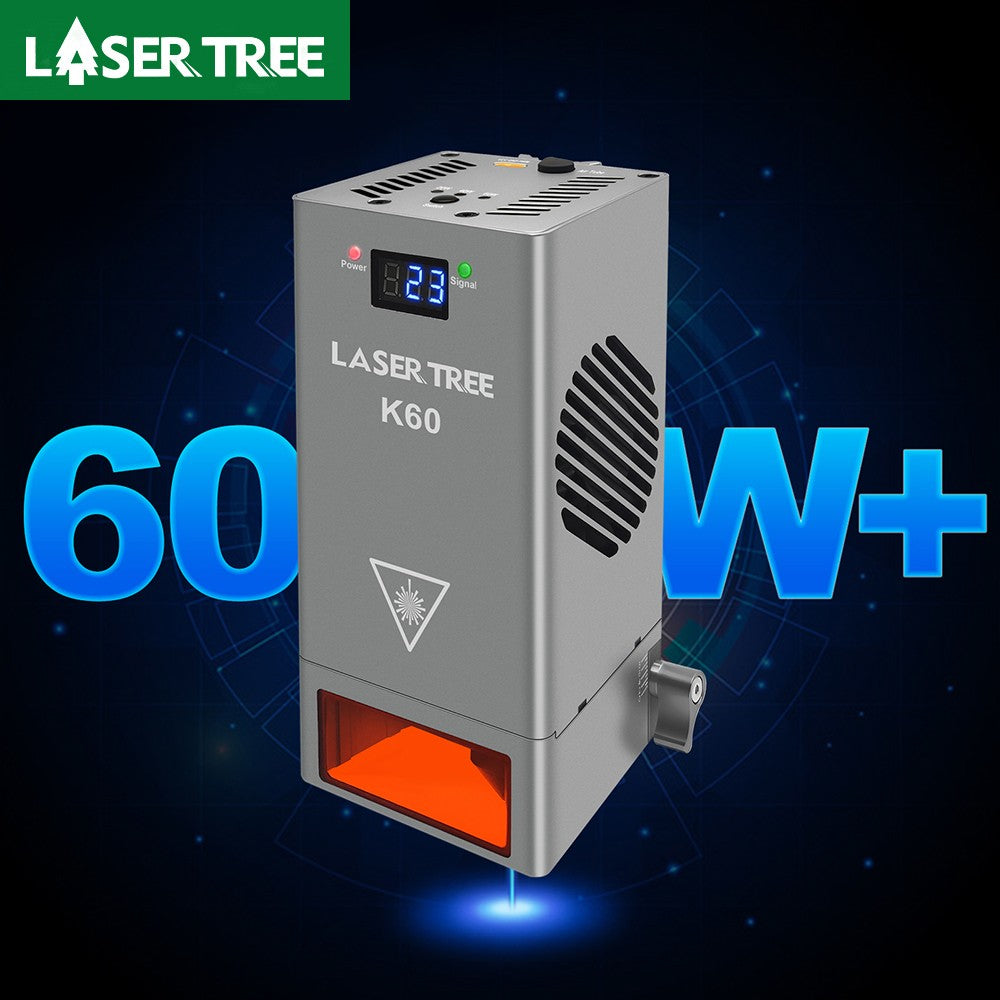 Árbol láser K60 de potencia óptica, cabezal láser de 60W, módulo de potencia ajustable de 20W/40W para grabado láser CNC, herramientas de corte de carpintería DIY