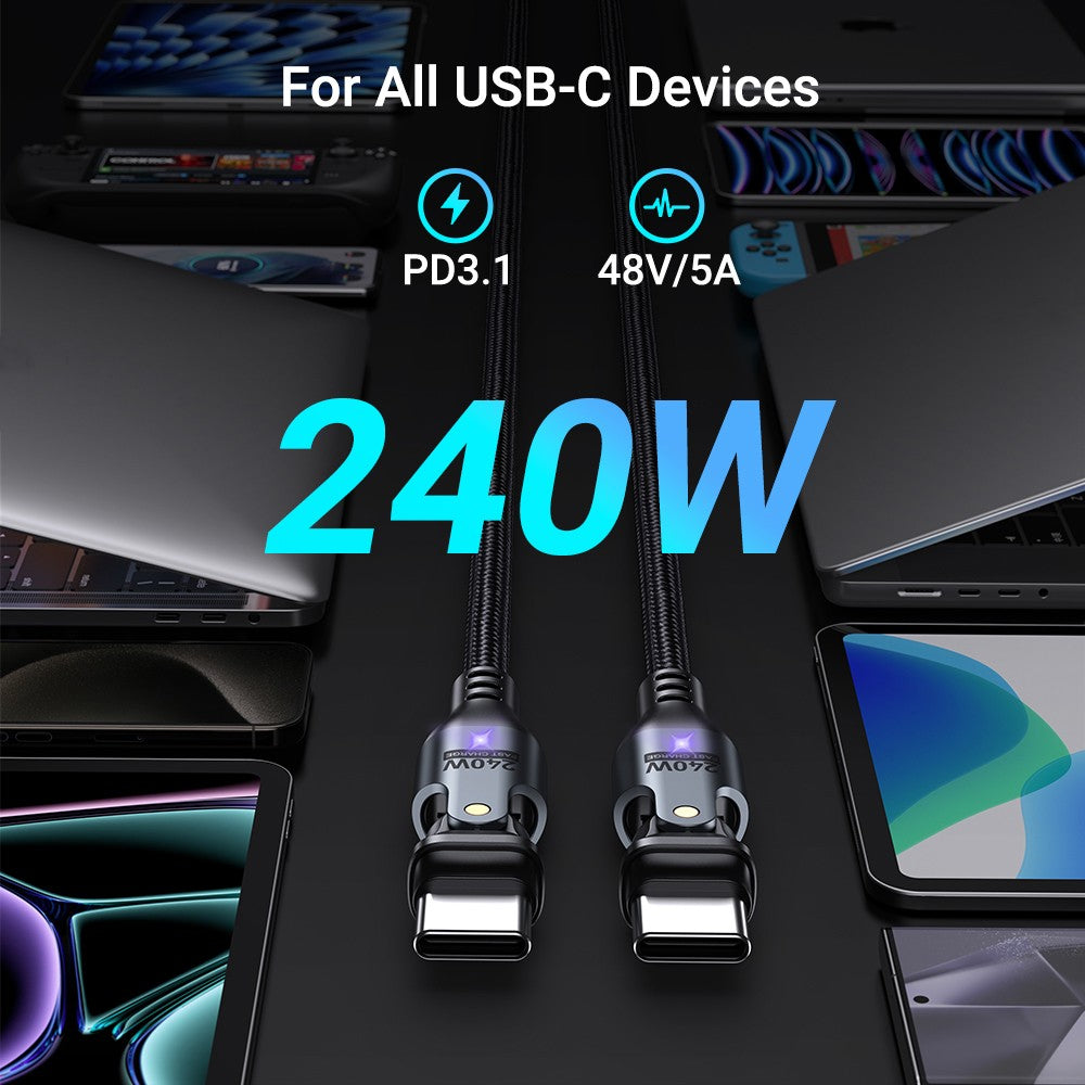 AUFU Cable USB tipo C de 240W para MacBook Pro carga rápida 3,1 5A Cable de carga rápida Cable USB C para iPhone15 Samsung Xiaom