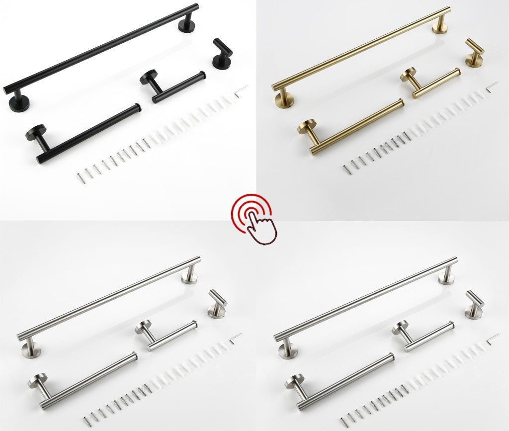 Juego de accesorios de baño, portarrollos de papel higiénico, soporte de toalla, barra de gancho de acero inoxidable, montado en la pared para dormitorio, cocina, Kit de Hardware de baño