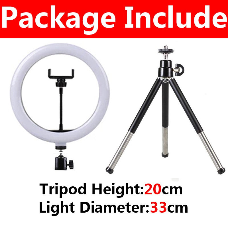 Anillo de luz LED para Selfie, lámpara de relleno de fotografía regulable con Mini trípode para teléfono, Tiktok, vídeo en vivo, estudio fotográfico, 10 pulgadas