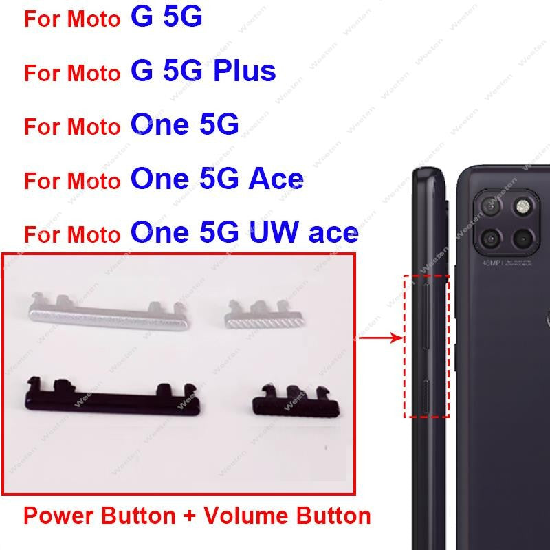 Botón de volumen de encendido y apagado para Motorola MOTO G 5G Plus One 5G UW Ace G 5G, botones de encendido de volumen, interruptor de Control, piezas de llave lateral