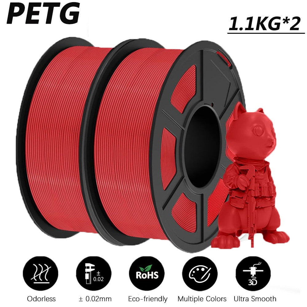 JAYO 2 rollos de filamento de impresora 3D PETG/PLA/PLA PLUS 1,75mm 2,2 KG 100% sin burbujas materiales de impresión 3D no tóxicos para impresora 3D