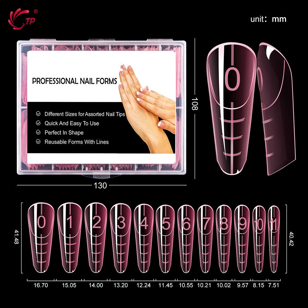 TP 120 Uds molde de uñas de doble forma con borde interior cubierta completa formas superiores acrílicas para extensión puntas de uñas postizas molde de Gel de construcción rápida