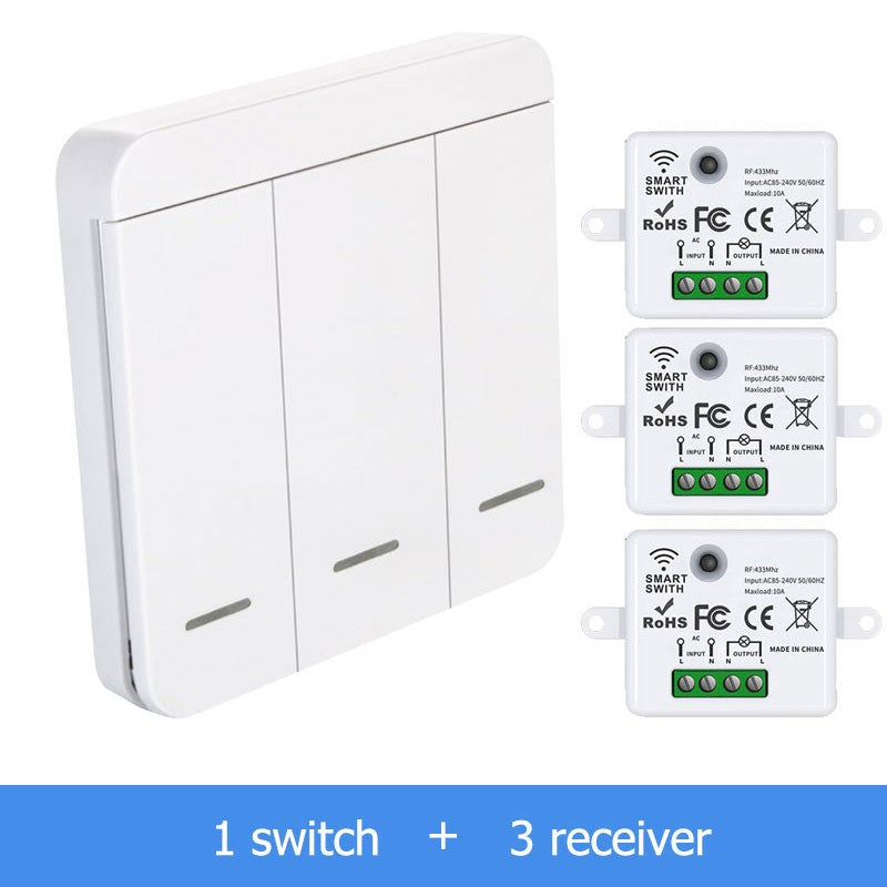 Interruptor inalámbrico RF 433Mhz Interruptor de luz Control remoto 86 Panel de pared 10A 110V-220V Receptor para lámpara LED ventilador