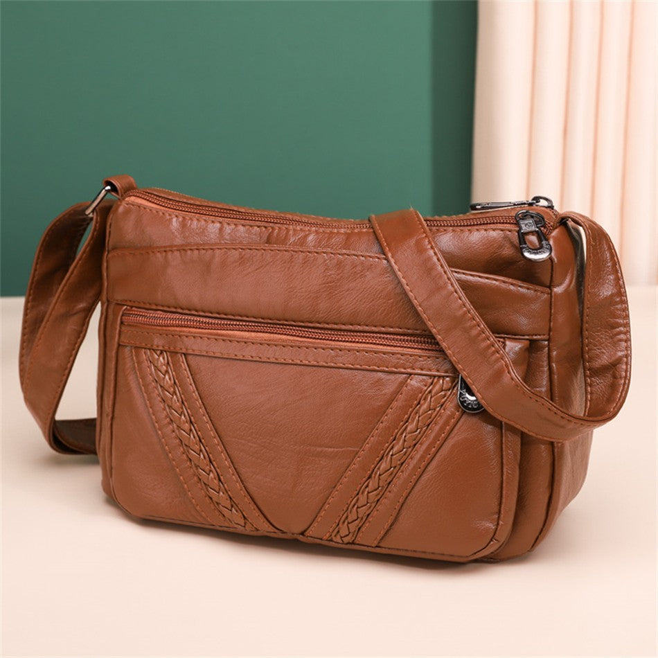 Bolso bandolera de Color liso que combina con todo, bolsos de hombro de alta capacidad para mujer, bolso de mano de piel sintética de alta calidad 2021
