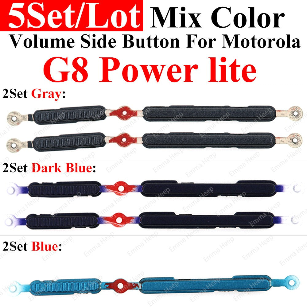 Juego de 5 teclas de botón lateral de volumen de energía para Motorola Moto G23 G22 G20 G13 G10 G9 G7 Plus G8 Power Lite botón de volumen encendido y apagado