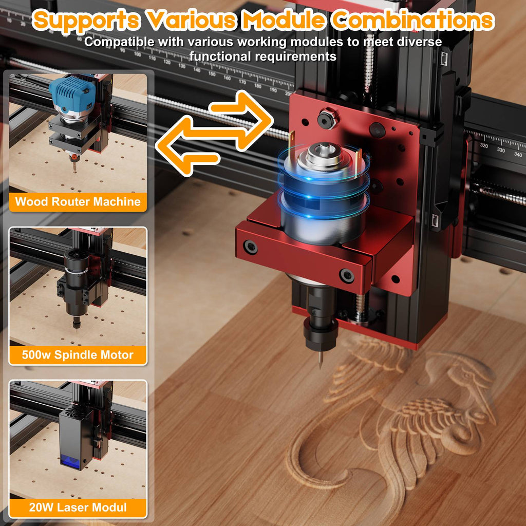 Twotrees TTC450 PRO CNC maquina enrutadora CNC carpintería grabado láser corte madera Metal Control GRBL