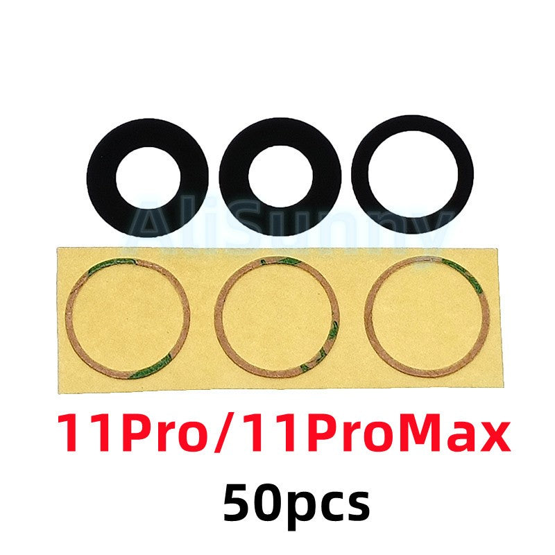 AliSunny-Conjunto de 50 lentes de cámara trasera para iPhone, cubierta de cristal, piezas de anillo, para modelos 13, 14, 7, 8 Plus, X, XS, Max, XR, 11, 12 y 15pro Max