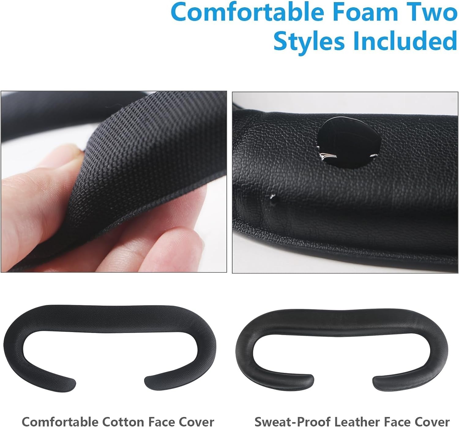 Paquete de 2 almohadillas faciales para Oculus Quest 2, interfaz facial y almohadillas para cubrir la cara, cojín facial antivaho a prueba de sudor para VR Meta Quest 2
