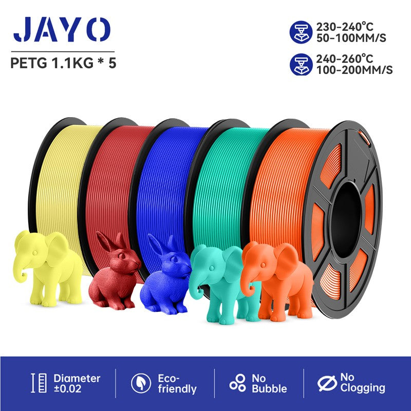 JAYO 5 rollos PLA/PLA Plus/petg/ABS/TPU/PLA meta/PLAYG/HS-PLA filamento de impresora 3D 1,75mm FDM materiales de impresora 3D para impresora 3D
