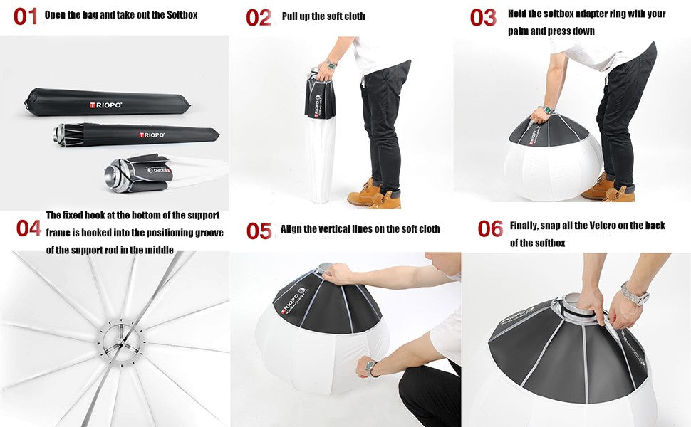 TRIOPO Linterna Softbox 55 65 85cm montaje Bowens de liberación rápida para Sokani X100 X60 COLBOR Godox Aputure 300c luz de vídeo LED