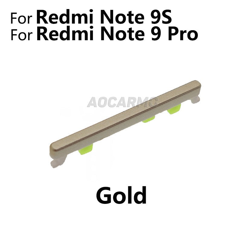 Aocarmo para Xiaomi Redmi Note 9 Pro Note9S volumen arriba abajo botón interruptor lateral pieza de repuesto