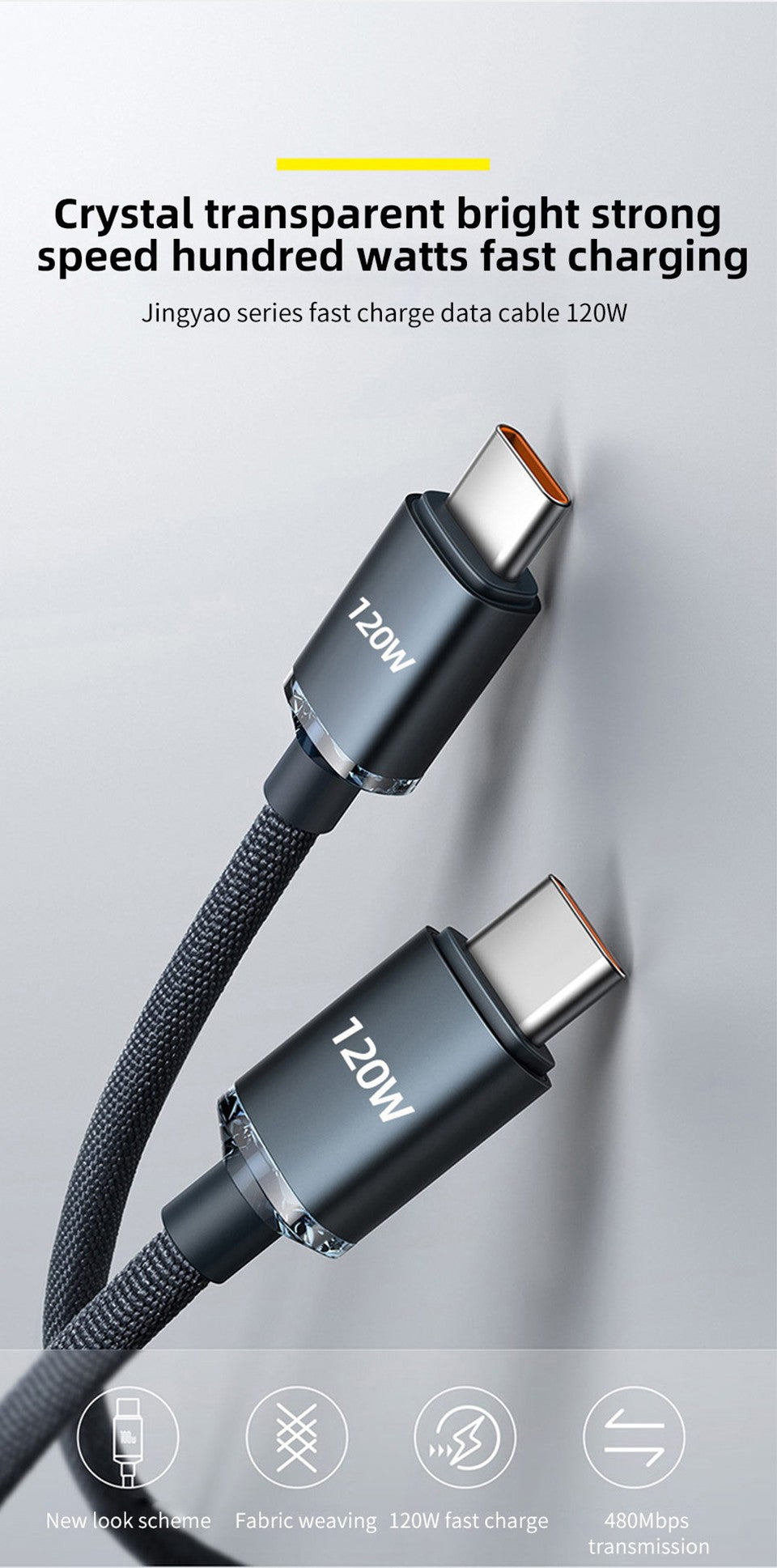 Cable USB tipo C a USB C de 120W para iPhone 15 Pro Max PD Cable de datos de carga rápida para Samsung Xiaomi 14 Oneplus 12 POCO X6 OPPO CC