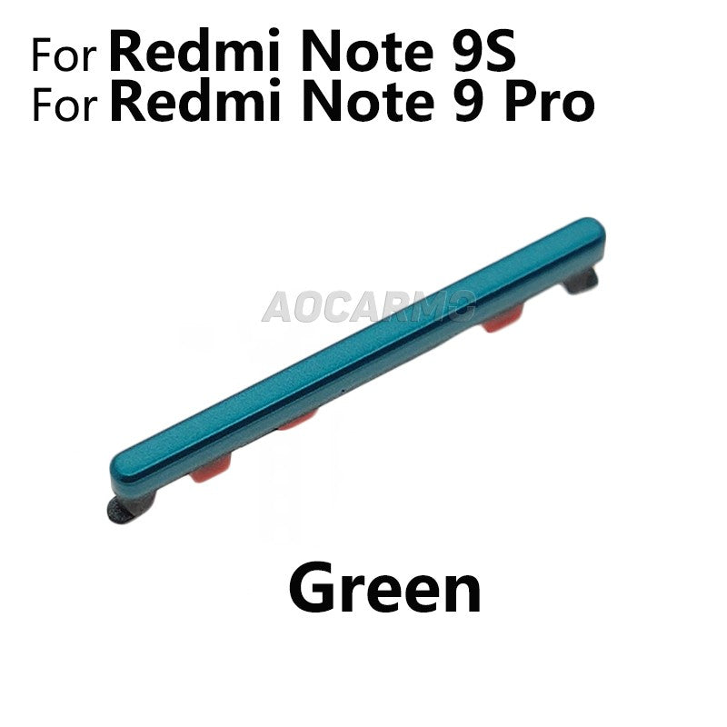 Aocarmo para Xiaomi Redmi Note 9 Pro Note9S volumen arriba abajo botón interruptor lateral pieza de repuesto