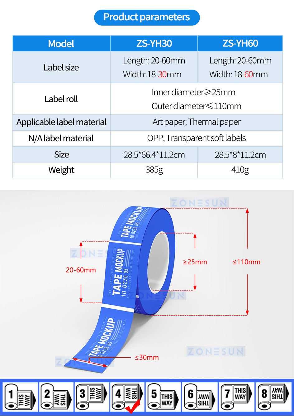 ZONESUN YH-60 Mano Manual Etiquetadora plana Máquina de embalaje para la etiqueta adhesiva de la tapa del cartón de la caja de la botella Manejar Etiqueta de precio Postor