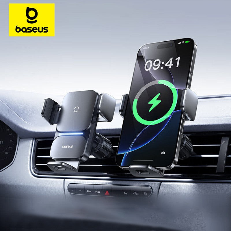 Soporte de teléfono Baseus para coche, cargador de teléfono inalámbrico QI infrarrojo de 15W para iPhone, Xiaomi, Samsung, soporte para coche, carga rápida, fácil Control