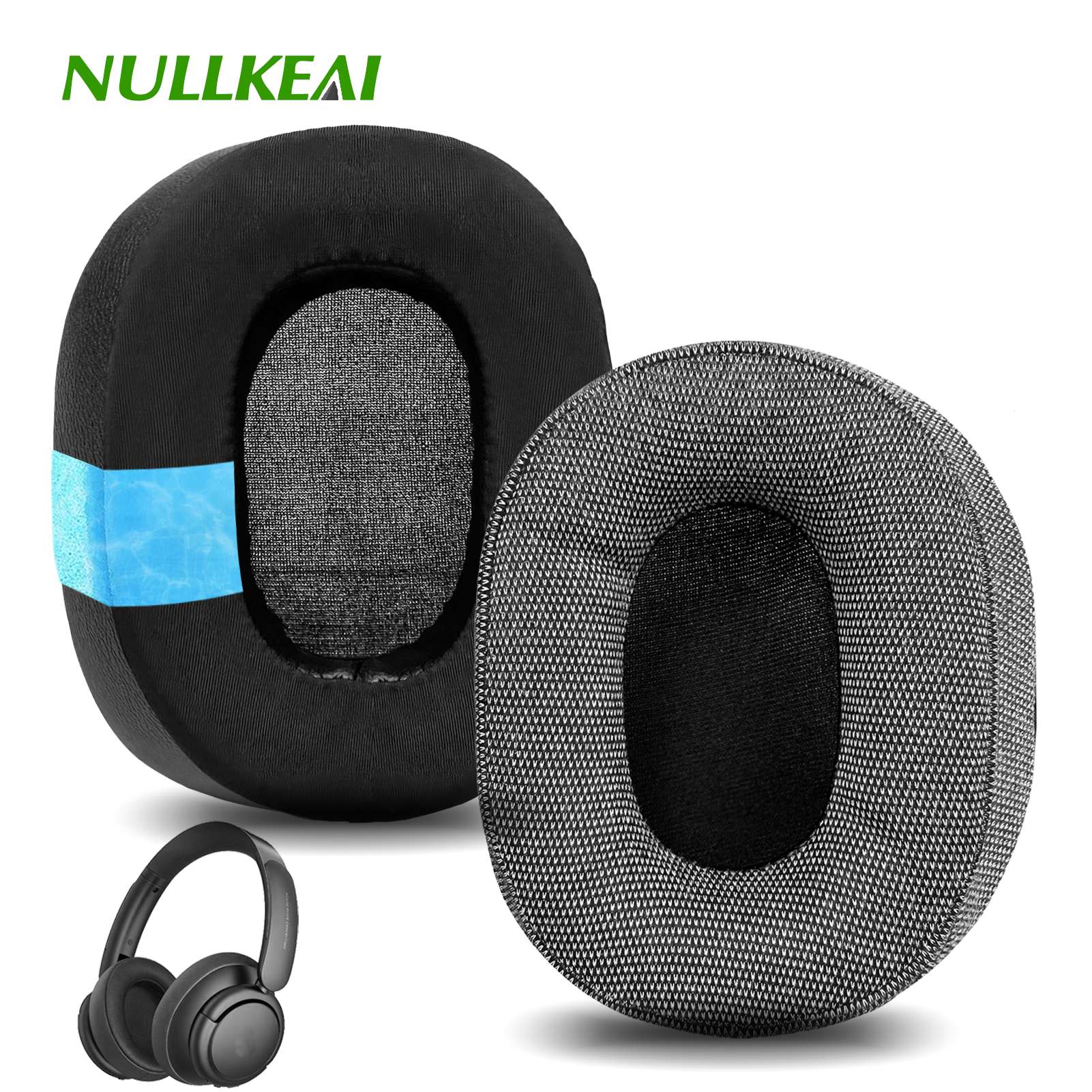 Nullkeai-almohadillas de repuesto para auriculares Anker Soundcore Life Q30 Q35 Q10 Q20, almohadillas de Gel refrescante, funda de malla, orejeras