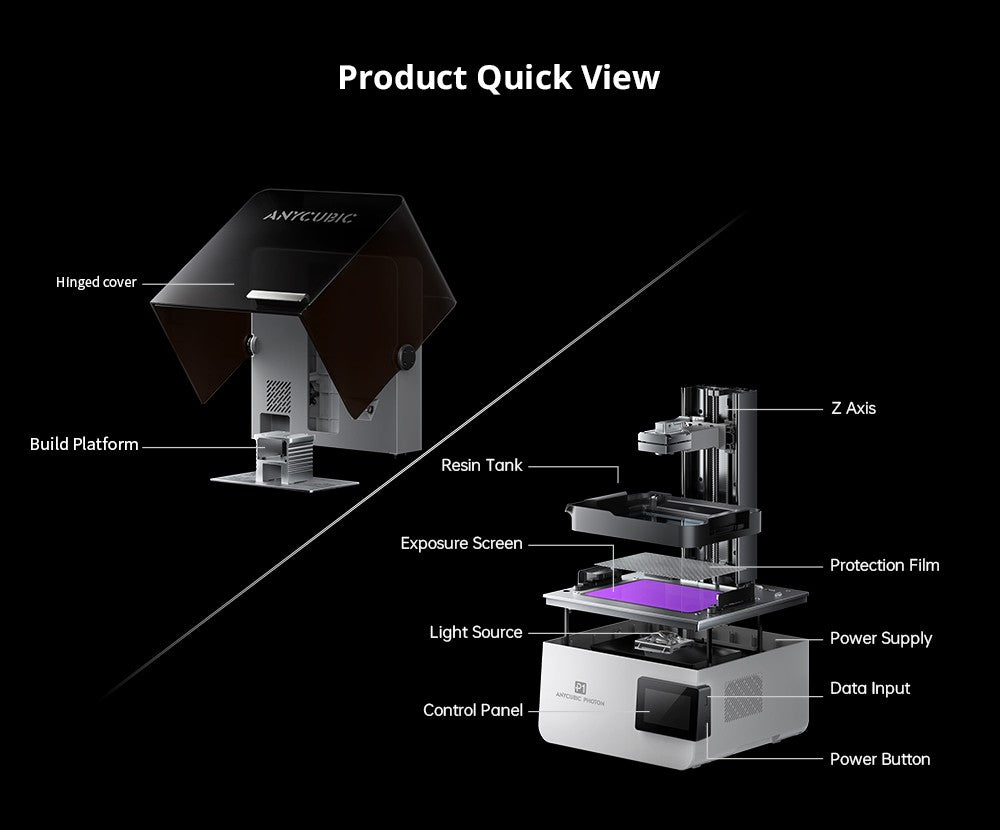 Impresora 3D de Resina LCD ANYCUBIC Photon P1 14K SLA con Tecnología Wave Release y Tornillo de Bolas de Grado Industrial de Precisión