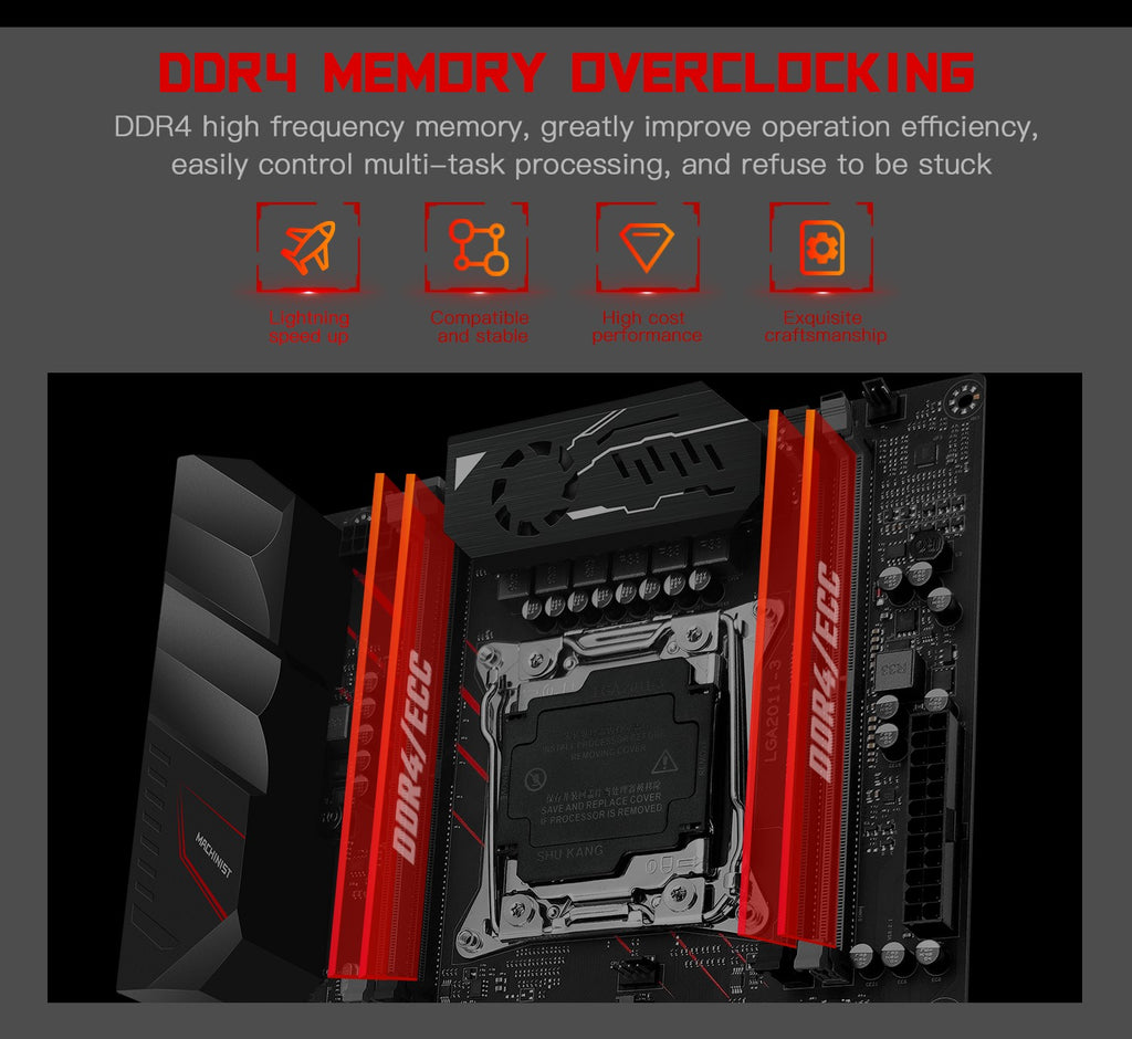Placa base MACHINIST MR9A PRO MAX X99 compatible con memoria DDR4 de cuatro canales y procesador LGA2011-3 Xeon E5 V3/V4 NVME M.2 USB3.0
