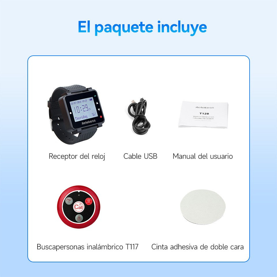 RETEKESS-sistema inalámbrico de llamadas para camarero, buscapersonas para restaurante, receptor de reloj T128, botón de llamada T117, servicio al cliente para cafetería