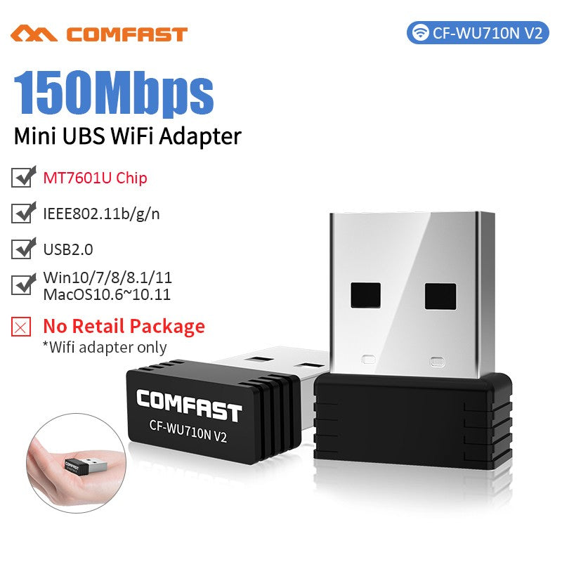 Adaptador Wifi USB Comfast 150M 2.4G USB 2.0 Mini Adaptador de Red WiFi para Escritorio y Portátil Receptor Wi-Fi Dongle Compatible con Win 7/8/10/11