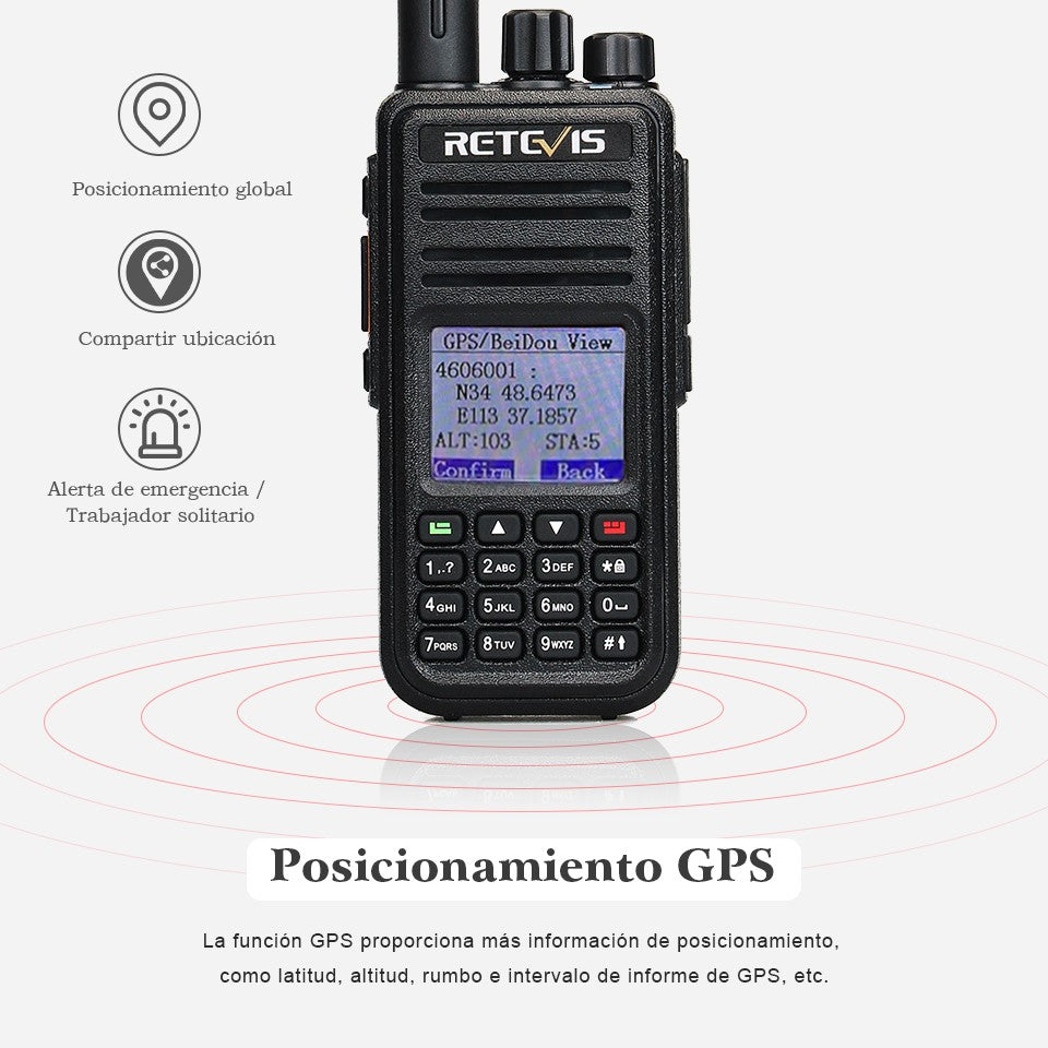 Retevis RT3S DMR walkie talkies de largo alcance radio portátil recargable radio a pilas camping walkie talkie emisora radioaficionado radio emergencia supervivencia profesionales walkie-talkies Cifrado AES256 GPS APRS