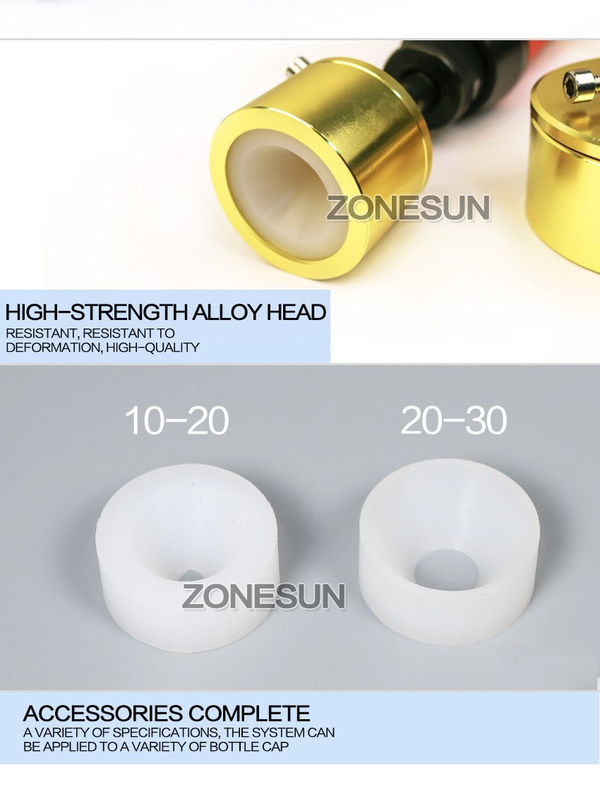 ZONESUN Máquina taponadora manual Taponadora de botellas de aceite de humo de plástico con tornillo (10-30 mm)