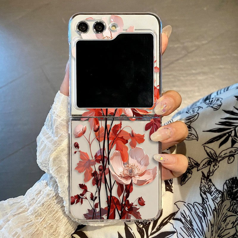 Funda transparente con diseño de flores para Samsung Galaxy Z Flip8 Flip7 FE Flip6, funda plegable transparente para Samsung Z Flip 8 7 5 4 3