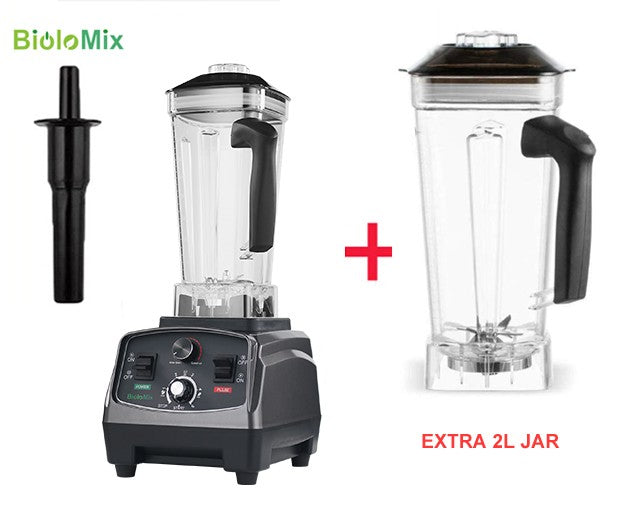 BioloMix-batidora con temporizador de alta resistencia, 3HP, 2200W, exprimidor, procesador de alimentos y frutas, batidos de hielo, sin BPA, tarro de 2L