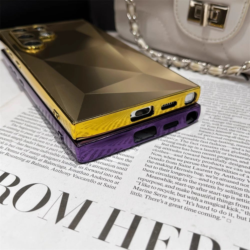 Funda chapada mate con patrón de diamante 3D para Samsung Galaxy S24 S23 Ultra S22 Plus A53 A54 A55 A34 A23 funda dura de lujo con techo de choque