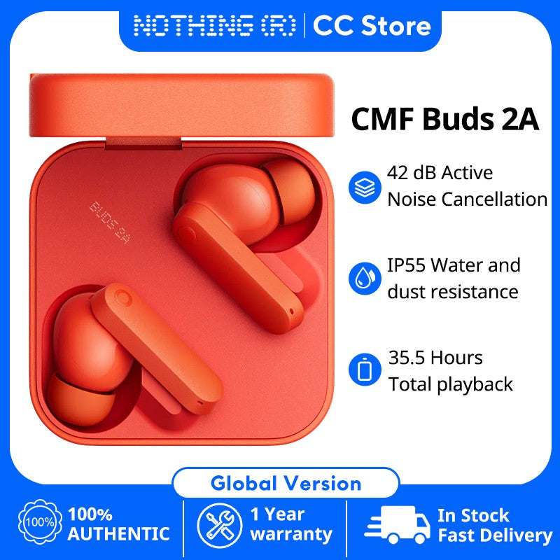 Versión Global CMF by Nothing Buds 2A Auriculares Inalámbricos Intrauditivos con Controlador de 12.4mm, ANC de 42dB, 4 Micrófonos HD, Batería de Larga Duración, Baja Latencia, Bluetooth 5.4