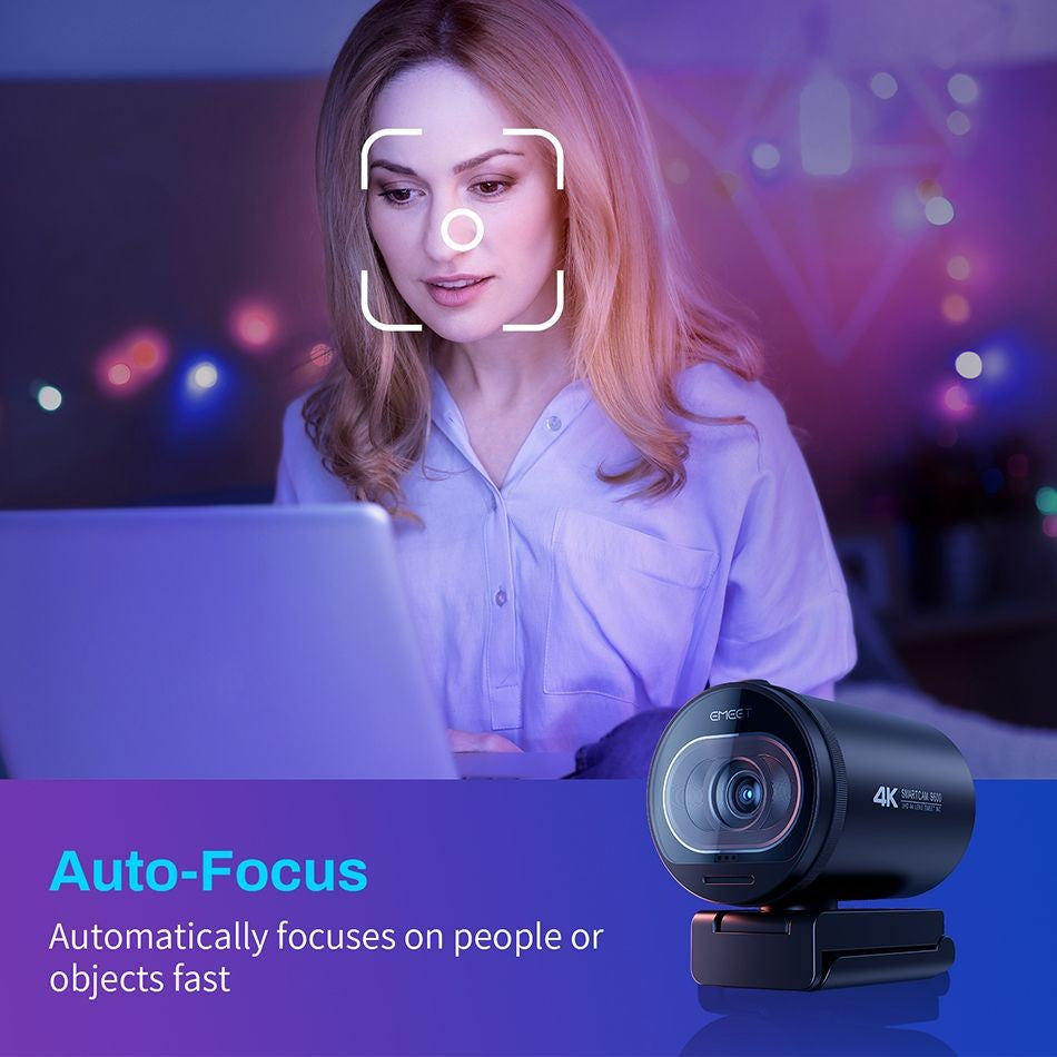 Cámara Web 4K 1080P 60FPS con Enfoque Automático, Cámara Web para Transmisión en Vivo EMEET S600 con Micrófonos y Cubierta de Privacidad para Tiktok/YouTube