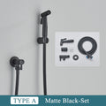 Grifo rociador de bidé negro, grifo individual de agua fría de acero inoxidable para baño, válvula Shattaf, juego de chorro montado en la pared