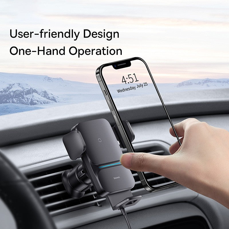 Soporte de teléfono Baseus para coche, cargador de teléfono inalámbrico QI infrarrojo de 15W para iPhone, Xiaomi, Samsung, soporte para coche, carga rápida, fácil Control