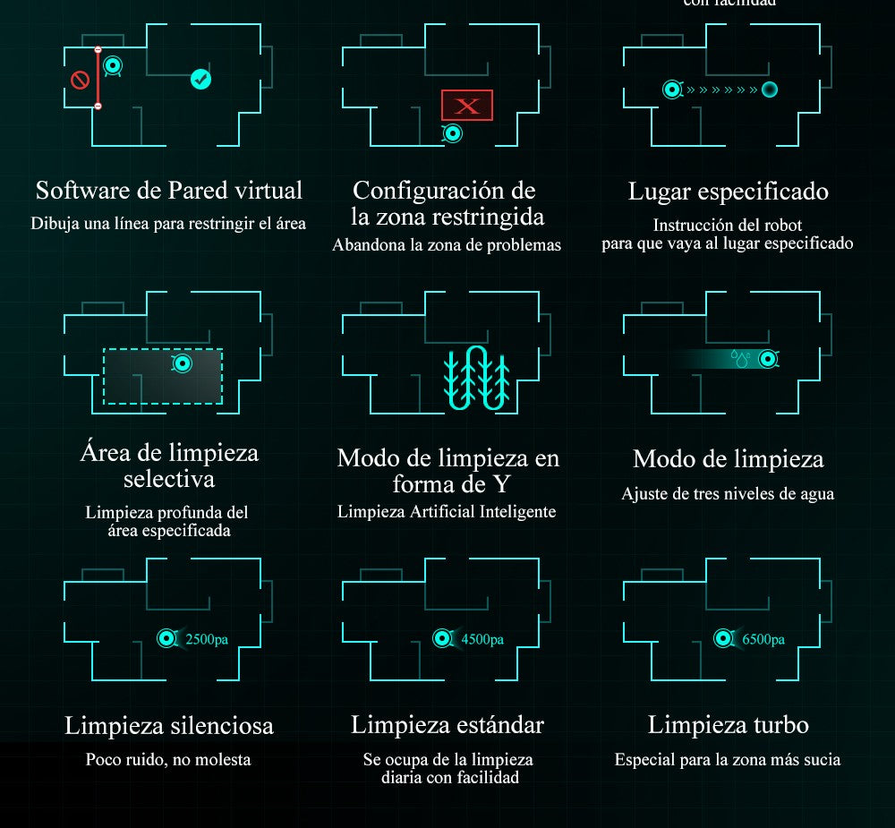 ABIR-Robot aspirador X8, sistema láser, mapas de múltiples pisos, limpieza de zona, ajuste de área limitada para lavado de alfombras en el hogar